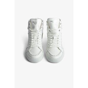 Zadig & Voltaire Women's White Leather Studded High Flash Sneakers Size 41 NWOT